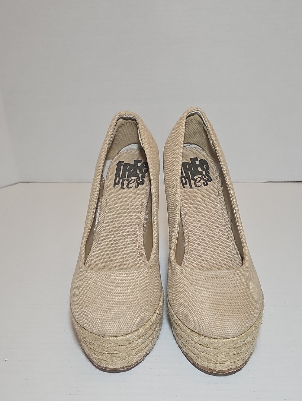 free press Neutral Beige Espadrille Platform Wedges